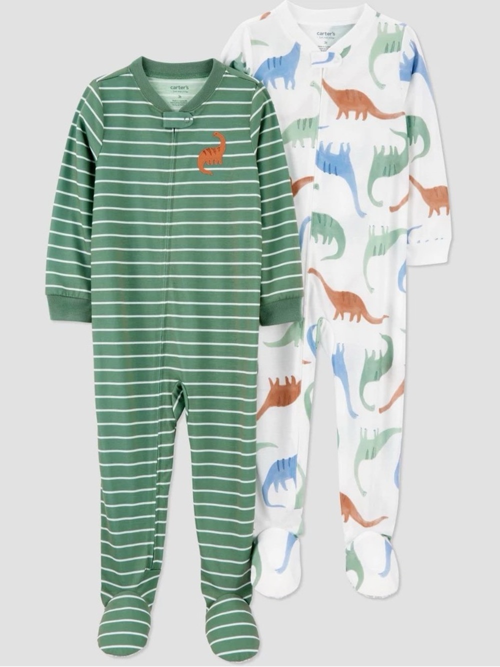Carter's Just One You® Toddler Boys' 2pk Long Sleeve Footed Pajama - Green/White